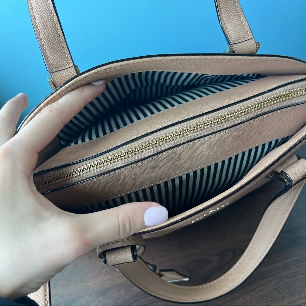 KATE SPADE Nichols Jackson Street Reiley Dome Tan Satchel Tote Crossbody Cameron - Picture 10 of 12